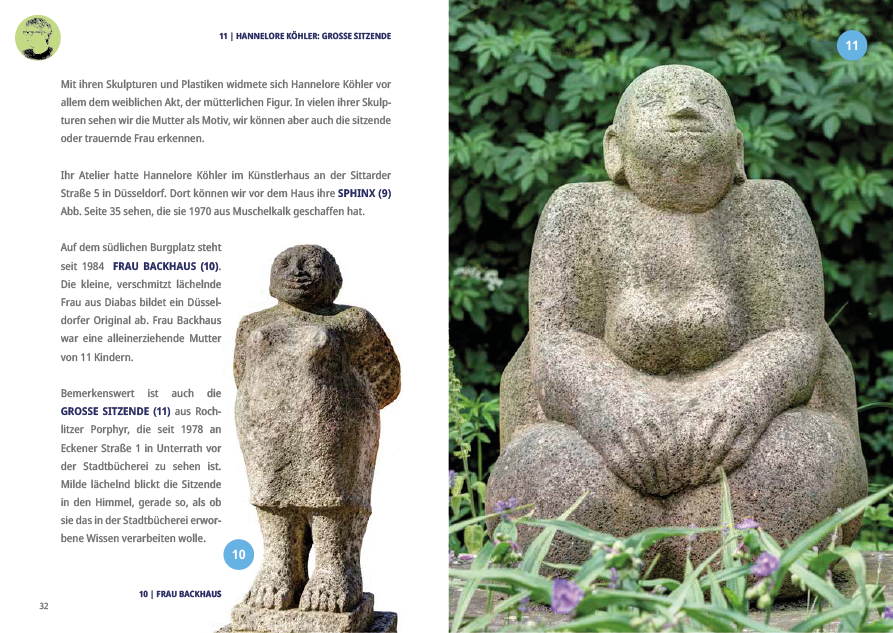Buchgestaltung Kunst-Tour-City-Guide Düsseldorf: Hannelore Köhler, "Frau Backhaus“ und die "Grosse Sitzende"
