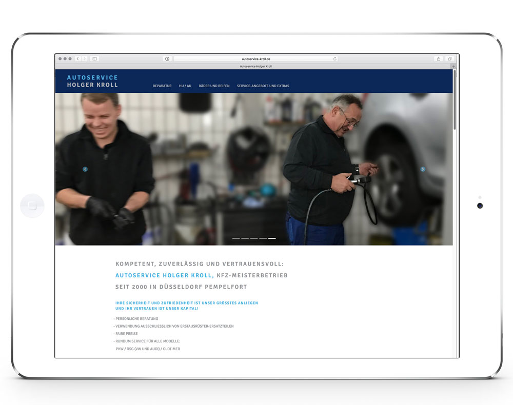 Website Autoservice Holger Kroll auf Tablet