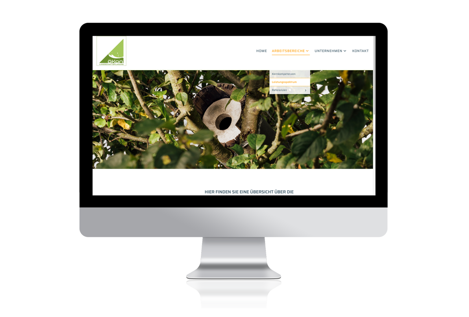öKon Website: Arbeitsbereiche / Leistungsspektrum- Foto zeigt künstlichen Nistplatz im Baum als Beispiel für die Leistungen