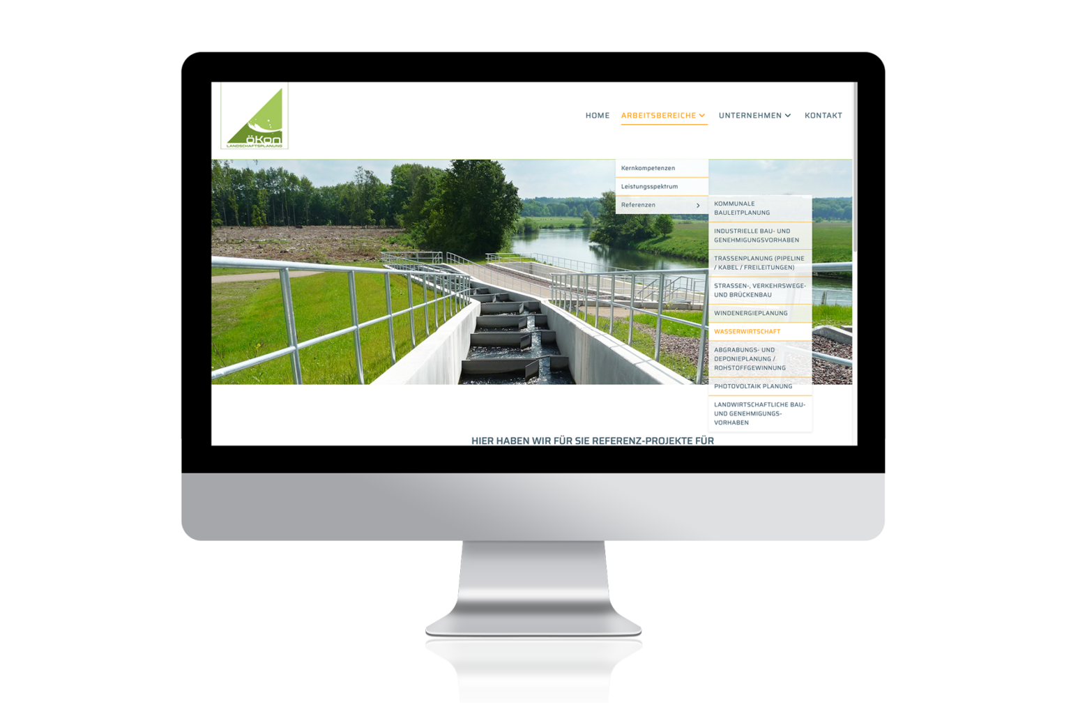 öKon Website: Arbeitsbereiche / Referenzen Wasserwirtschaft. Fischtreppe als Beispiel für Wasserwirtschaft