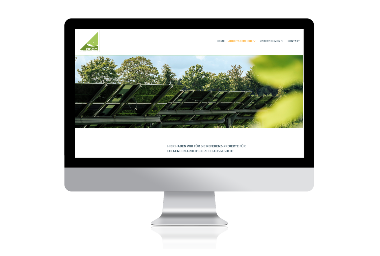 öKon Website: Arbeitsbereiche / Referenzen Photovoltaik. Leistungen und Referenzen von Ökon im Bereich Photovoltaik