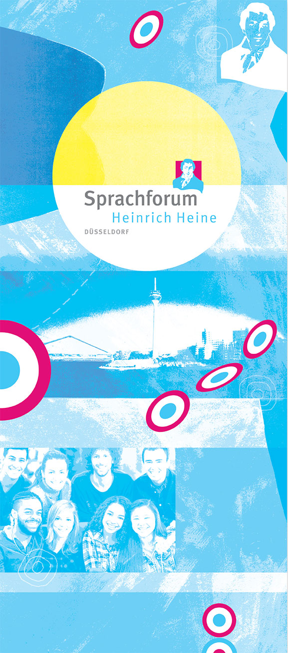 Sprachforum Heinriche Heine Illustration: llustration / Collage mit integriertem Logo für die Eingangstür